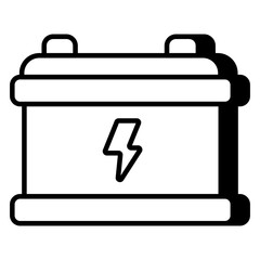 Car battery icon in linear design