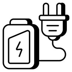 A linear design icon of battery charging