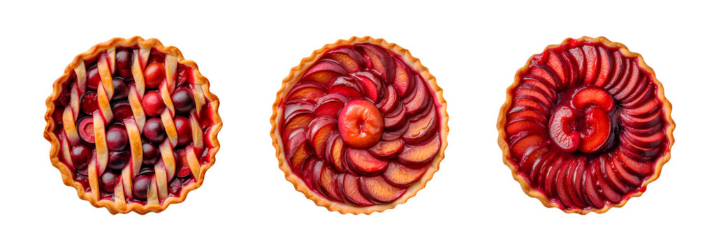 Plum pies isolated on transparent background. Generative AI