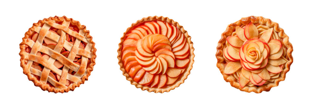 Apple pies isolated on transparent background. Generative AI
