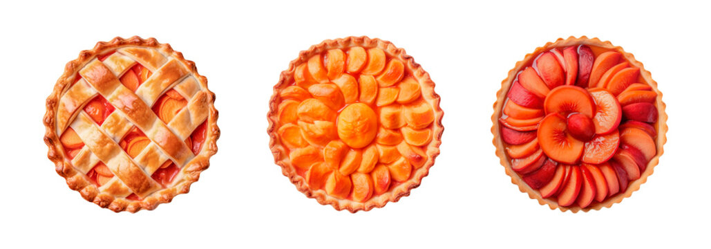 Peach pies isolated on transparent background. Generative AI