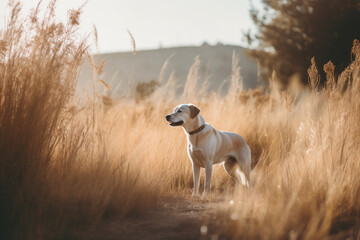 Obraz na płótnie Canvas Beautiful dog in nature. Created using Generative AI technology.
