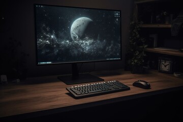 A contemporary computer in a refined setting that exudes efficiency and grace. Generative AI