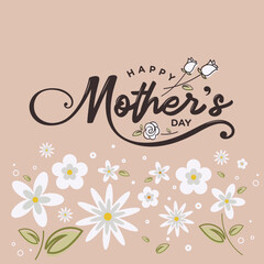 Mother's day greeting card, Vintage, in cursive writing, printable card, Happy Mothers day modern calligraphy, writing, logo, font, text, card typo, Social media post, Mothers day poster, banner