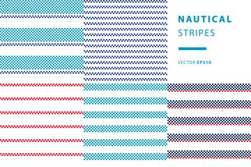 Nautical stripes, seamless pattern set - 597798061
