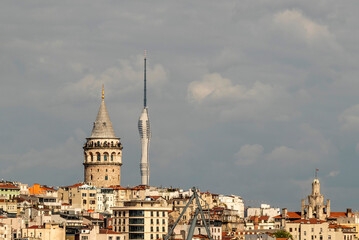 Fototapeta premium Between Galata Tower and Behind of The Camlica Tv Tower 