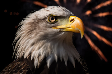 Naklejka premium North American Bald Eagle on black background, AI