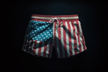 swimming trunks in the colors of the america flag, AI