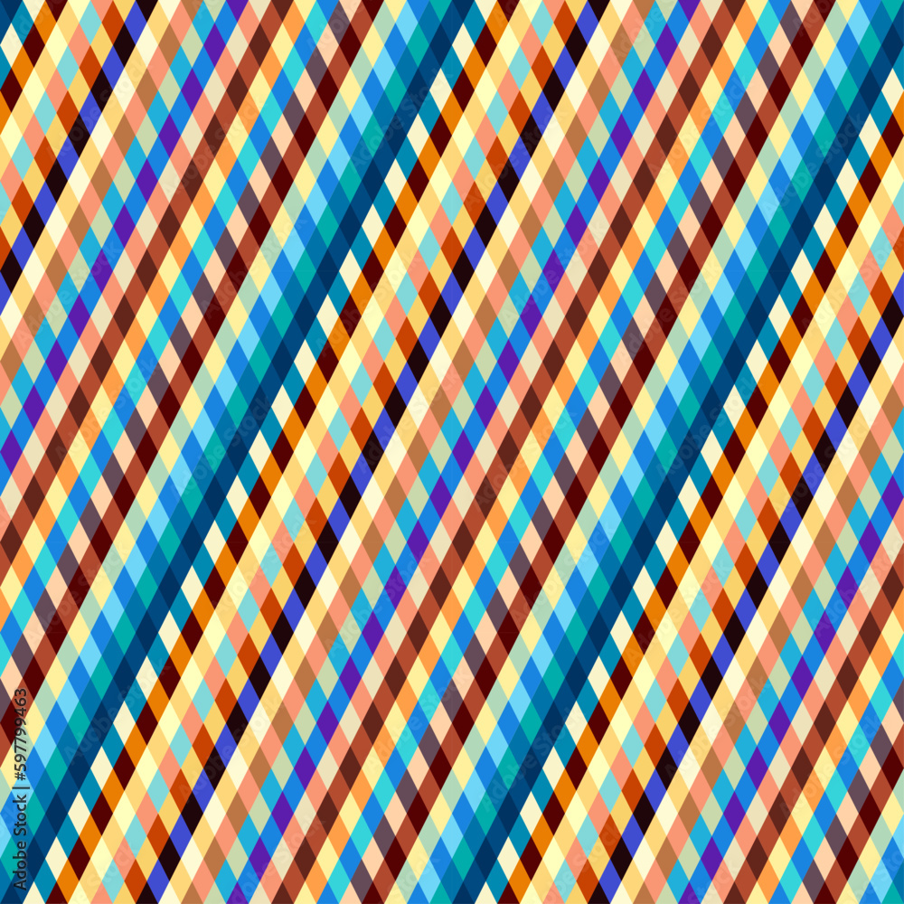 Poster Classic argyle seamless pattern background. Vector image. Plaid patchwork style. Diagonal lines pattern.
