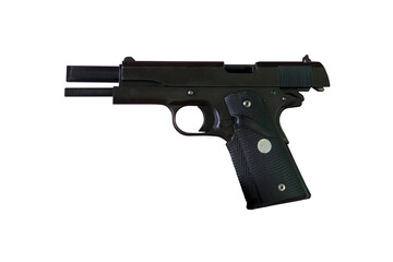 black pistol gun isolated on white background.
