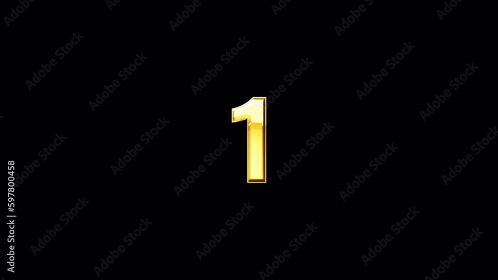 Poster loop text number one golden shine light motion animation on black abstract background. promote adver
