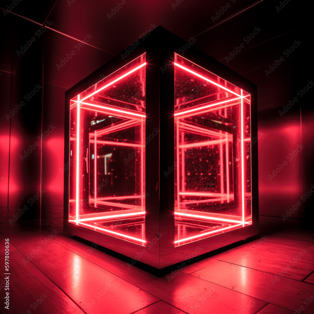 Aufkleber a square infinite mirror was illuminated by lights - generative ai.