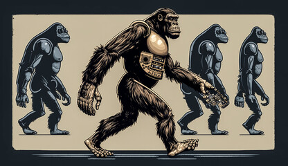 Fototapeta na wymiar Evolution from ape to robot was depicted in the picture - generative ai.