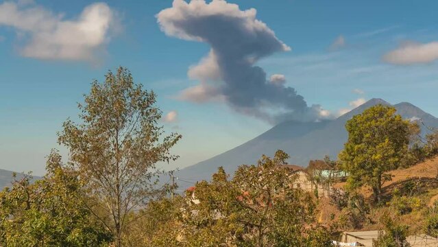 Timelapse vom Ausbruch Volcáno de Fuego, Guatemala, Antigua