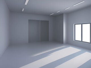 empty room interior with white walls and floor. 3d rendering