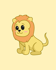 Illustration Vector Graphic Of Cute Lion Front Side Angle Good For Mascot Logo and Character Comic