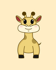 Illustration Vector Graphic Of Cute Giraffe Good For Mascot Logo and Character Comic
