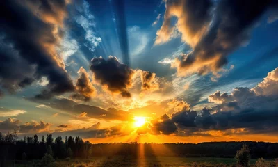 Foto op Canvas sky and sun clouds sunrise colorful © Birtan