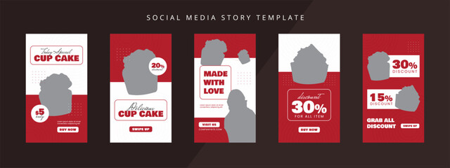 Cupcake bakery shop restaurant for social media square post template. Trendy editable advertising vector
