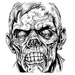 Zombie drawing for coloring book. Generative AI