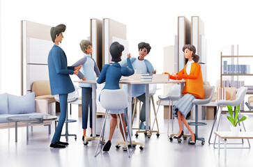 Group of business people having a meeting, collaborating on a project, discussing new ideas. 3D rendering illustration