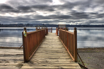 Fototapeta premium Wooden pier in Puerto Octay, Chile