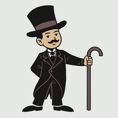 Mascot Character of Boy wearing tuxedo in Retro Vintage Style