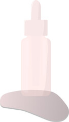 Bottle of facial serum on stone on pink background, copy space. Vector illustration