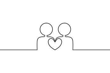 Creative family People continuous line drawing icon isolate on transparent background.