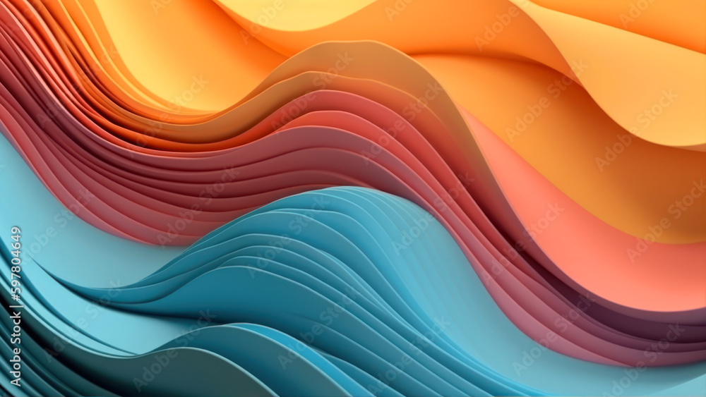 Poster 3d abstract background with cut shapes. colorful liquid wave design generative ai
