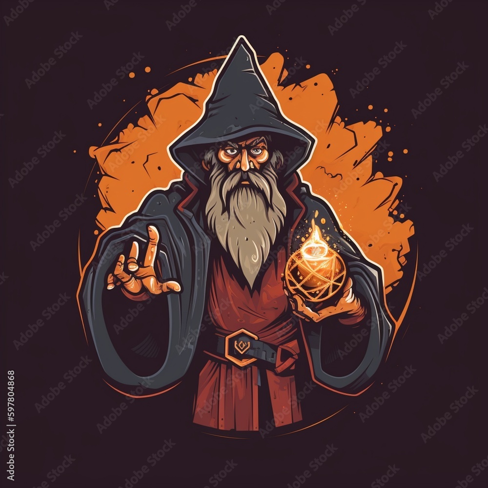 Wall mural cartoon dungeon master logo for a gaming brand generative ai