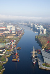 Transport museum and tall ship on the River Clyde