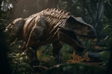 hunt of a yangchuanosaurus dinosaur. Generative AI