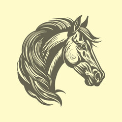 Horse Head Icon. Vintage hand drawn woodcut style vector illustration.
