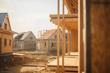 Building private country house. Suburb house construction. New home under construction. Created with Generative AI