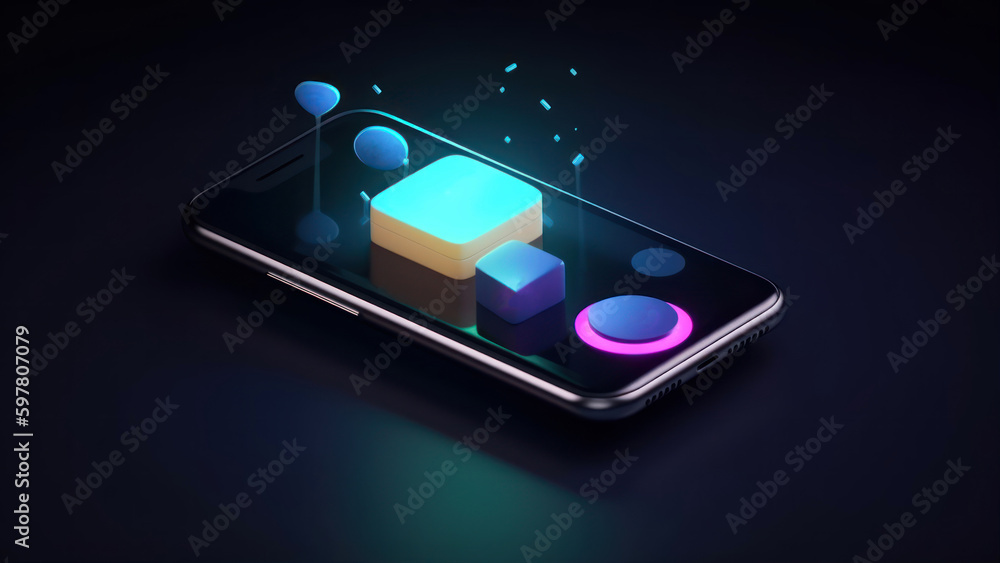 Poster new message concept. 3d vector mobile application icon with notification generative ai