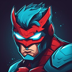 Cartoon superhero logo for a gaming brand Generative AI