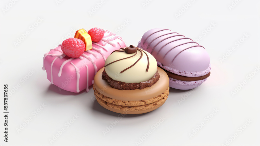 Poster sweet food 3d realistic render vector icon 3d icon clay render, 3d blender render, trending on poly 