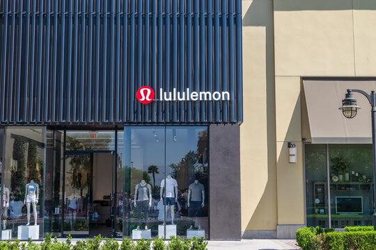Rancho Cucamonga, CA USA - August 5, 2018: Victoria Gardens shopping area is an outdoor town center that includes major department stores and over 150 speciality stores. Lululemon store entrance.