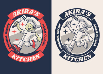 Retro Cartoon Character of Chef Mascot Logo