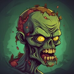 Cartoon zombie logo for a gaming brand Generative AI