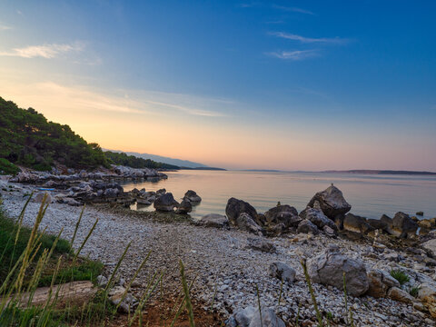 Sonnenaufgang am Strand Kandalora auf der Insel Rab