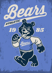 Vintage Shirt Design Bear School Mascot