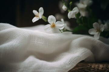 spring-themed white burlap fabric. Generative AI