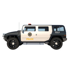 4x4 all-terrain police car 1- Lateral view png 3D Rendering Ilustracion 3D   © Emmanuel Vidal