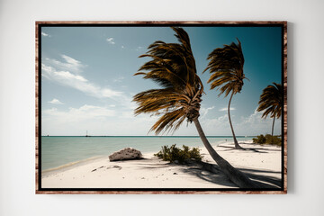  Serenity by the Sea. This image captures a serene beach setting, featuring picturesque palm trees swaying in the breeze