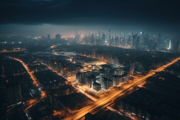 A technologically advanced urban environment with towering buildings and seamless connectivity. Generative AI