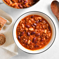 Baked beans with ground beef, jalapeno pepper and bacon