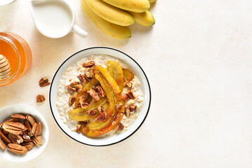 Caramelized banana oatmeal bowl