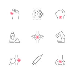 Set color icons of joint pain - obrazy, fototapety, plakaty